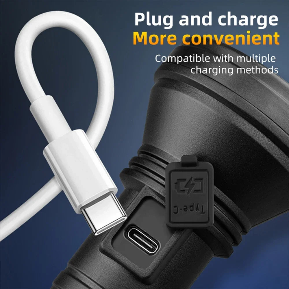 portable LED+COB flashlight USB rechargeable searchlight  hook camping torch outdoor spotlight magnetic red blue work lantern