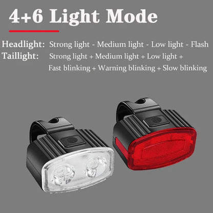 LED Bike Taillights USB Rechargeable Bicycle Red Light IPX4 Waterproof Road Mountain Bike Front Rear Light Type-C MTB Lamp