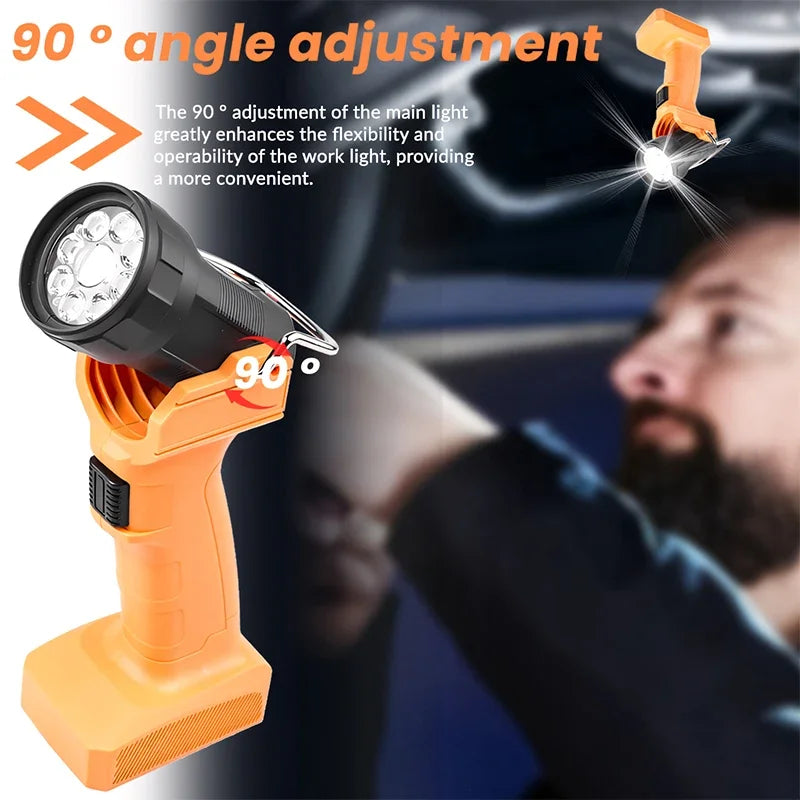9LED work light 4000mAh Type-C USB charging with hook can be rotated 90° car repair emergency light handheld flashlig
