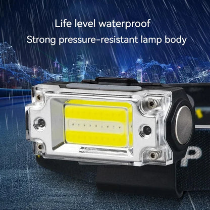 Smart Sensor LED Headlamp COB High Brightness Outdoor Work Light 5 Mode Dimmable Camping Head Torch Portable Hat Clip Flashlight