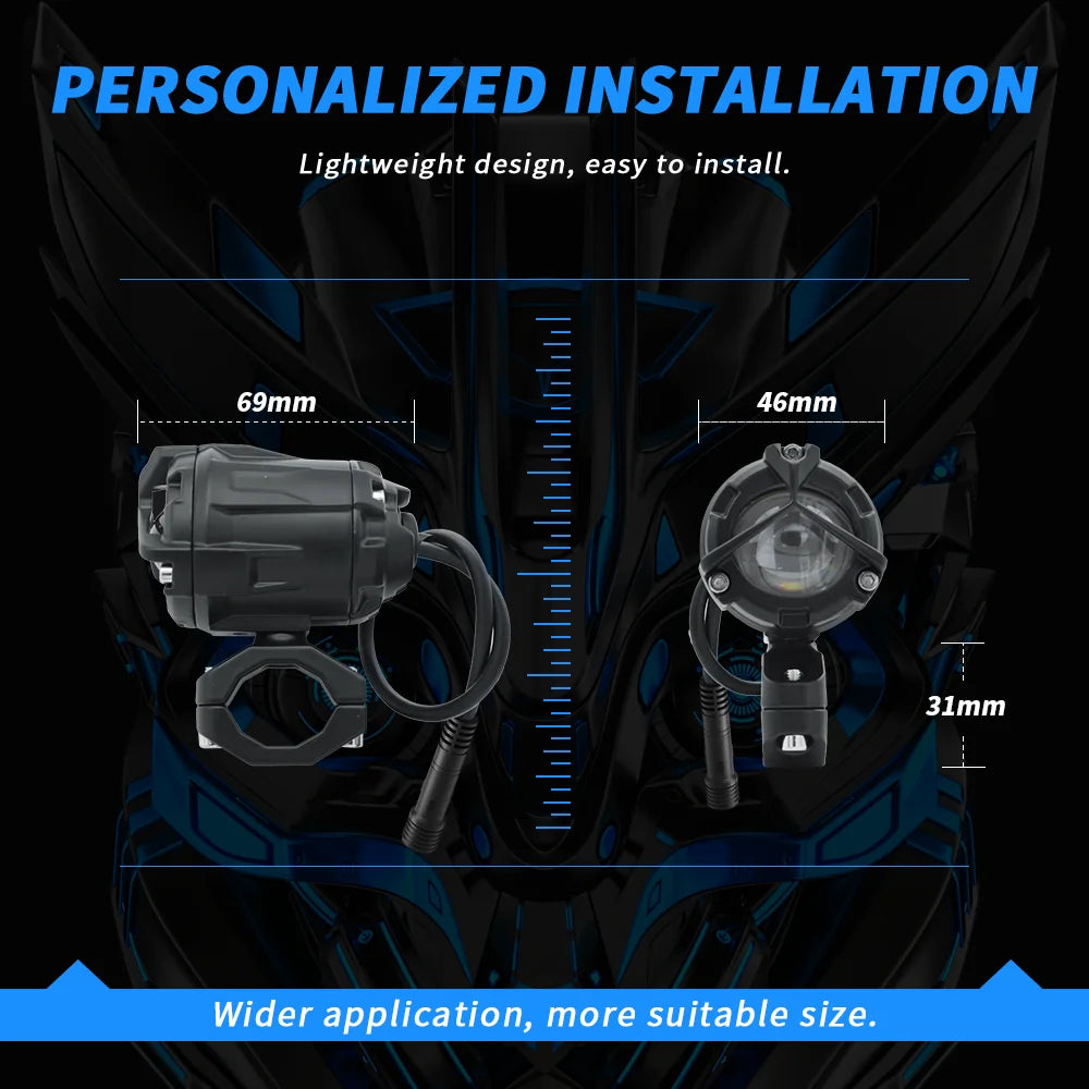 New Motorcycle LED Headlight Auxiliary Fog Driving Light Dual Projector Lens LED Work Light Truck SUV 4WD 4x4 Boat ATV Tractor