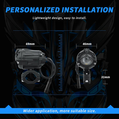 New Motorcycle LED Headlight Auxiliary Fog Driving Light Dual Projector Lens LED Work Light Truck SUV 4WD 4x4 Boat ATV Tractor