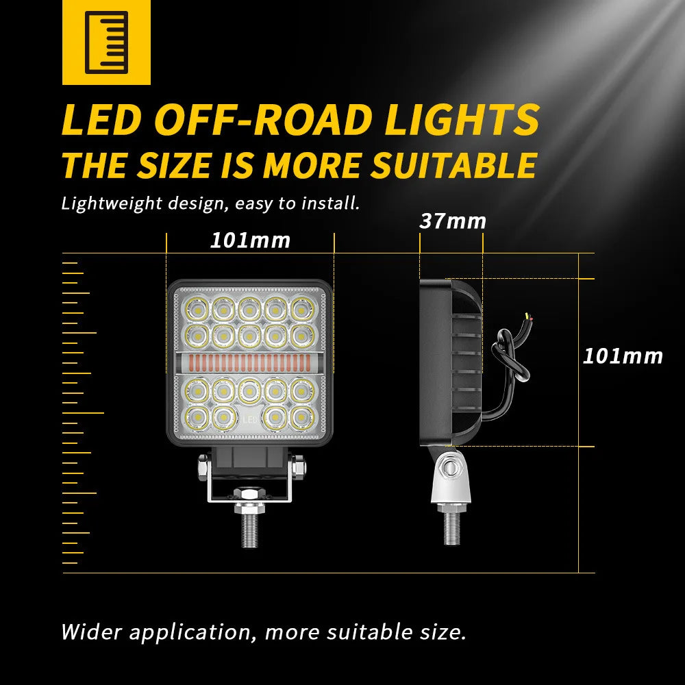 Luz de trabajo LED para automóvil de 4 ", 12 V, 24 V, color blanco y amarillo, doble color, con luz de circulación diurna DRL, luz de conducción LED todoterreno 4x4