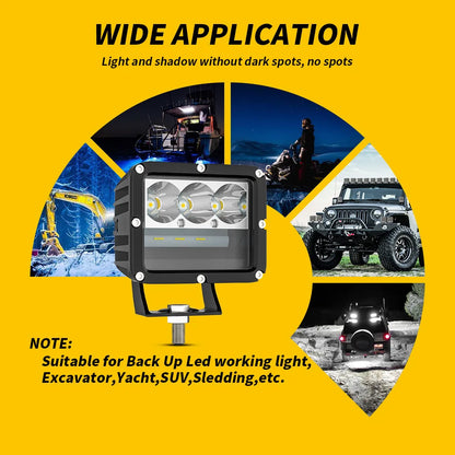 12V 24V Car LED Working Light A-pillar White and Yellow two-color Spotlights 60W Super Bright 4X4 off-road Lights