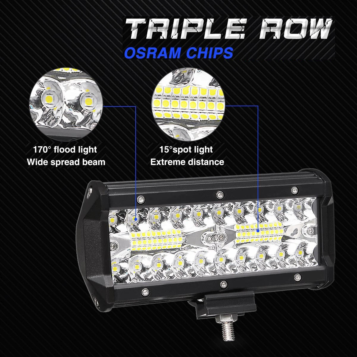 7 Inch 120W Combo Led Light Bars Spot Flood Beam for Work Driving Offroad Boat Car Tractor Truck 4x4 SUV ATV 9-30V