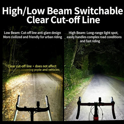 Bike Headlight Highlight Cycling Front Light Rechargeable Bicycle Lighting Wireless Remote Control Multi-functional Bike Lantern KXK-K4