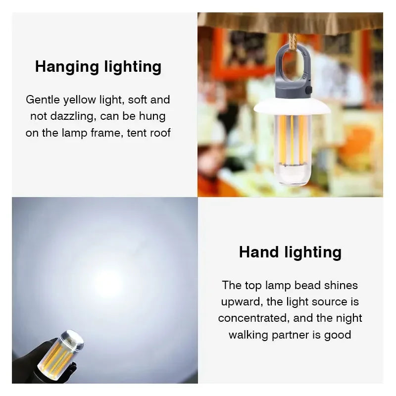 Three Light Sources with Built-in Battery Outdoor Camping Light Type-c Charging Magnet Retro Camping Light H1