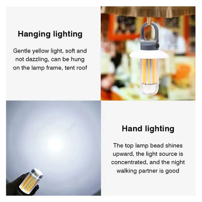 Three Light Sources with Built-in Battery Outdoor Camping Light Type-c Charging Magnet Retro Camping Light H1