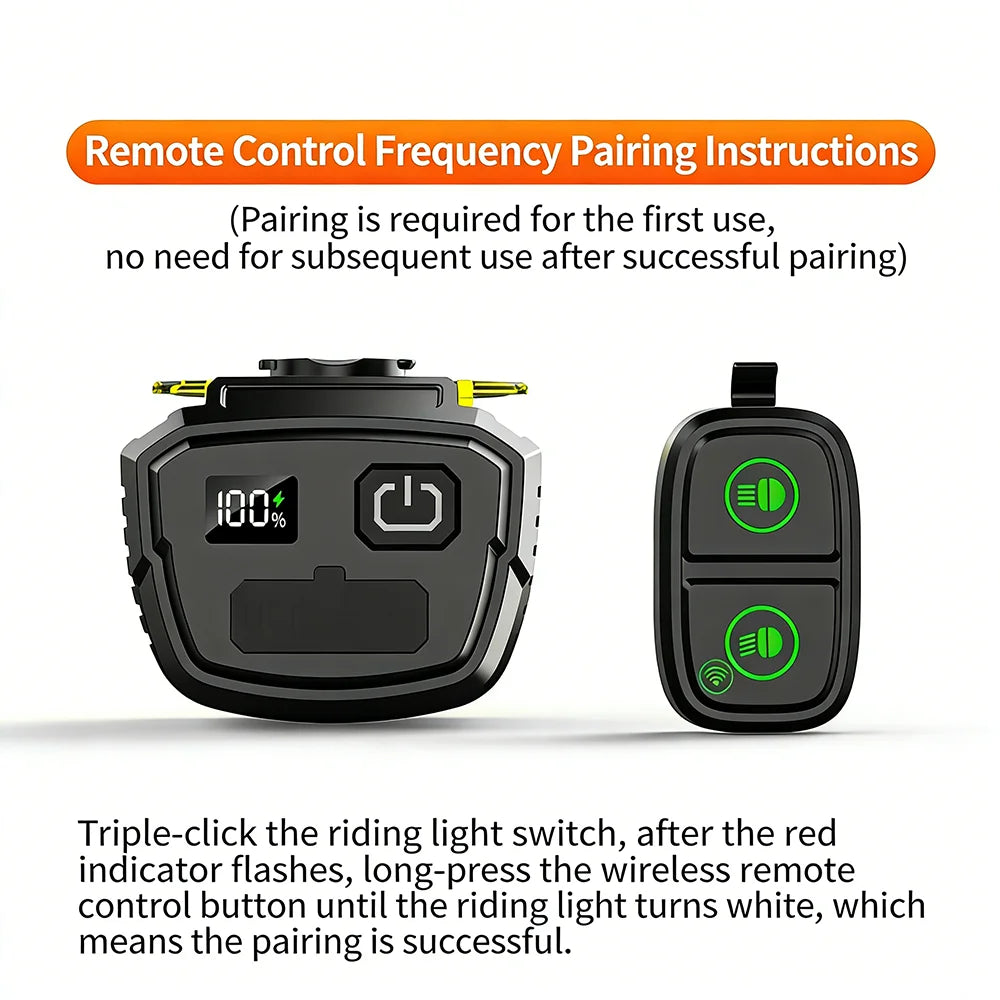 Bike Headlight Highlight Cycling Front Light Rechargeable Bicycle Lighting Wireless Remote Control Multi-functional Bike Lantern KXK-K4