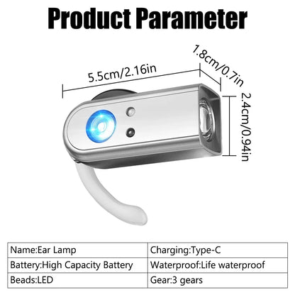 LED Lightweight Headlamp USB Rechargeable Portable Ear Headlamp Magnetic Headtorch for Night Running Fishing and Cycling