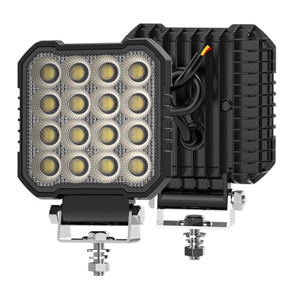 4 Inch 64 LED Square Floodlight 9-80V 24W Car Work Light For Jeep Truck Boat Tractor ATV Offroad 4X4 Barra LED Headlight