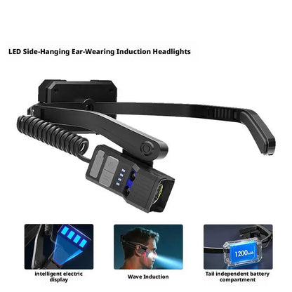 Rechargeable LED Headlight with Ear Sensing Technology Strong Light Lithium Battery Outdoor Night Running Fishing Flashlight