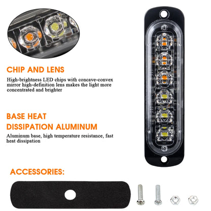 Luz estroboscópica LED, luces intermitentes para rejilla, luz de emergencia para automóvil, luz de advertencia de 6 LED, luces policiales para automóvil, luz estroboscópica LED para CAMIÓN, 12 V, 24 V