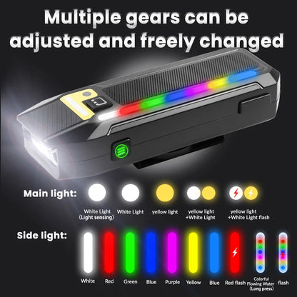 New night-time smart light-sensitive LED bike light with remote control and speaker, USB charging, lightweight for night riding