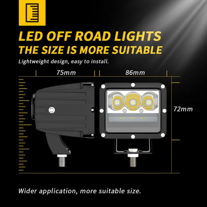 12V 24V Car LED Working Light A-pillar White and Yellow two-color Spotlights 60W Super Bright 4X4 off-road Lights