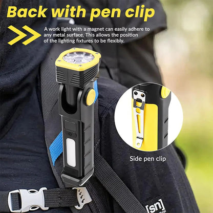 Multifunctiona LED Work Light Handheld Flashlight Built-in Battery Lamp Torch Rechargeable Emergency Car Inspection Lamp