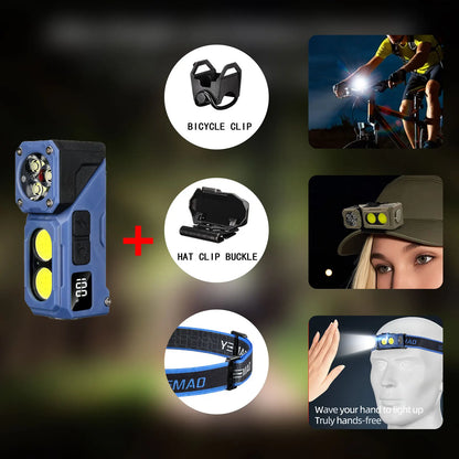 MINI USB Rechargeable LED Flashlight Portable Tail magnet flashlight Super Bright Camping Lantern Side COB emergency light