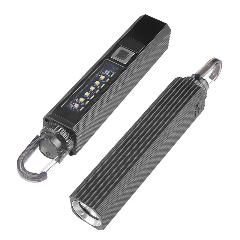 30W LED+10*COB+6*LED Compact Flashlight OLED Power Display USB-C Rechargeable 1800mAh 18650 Battery Magnetic Work Light