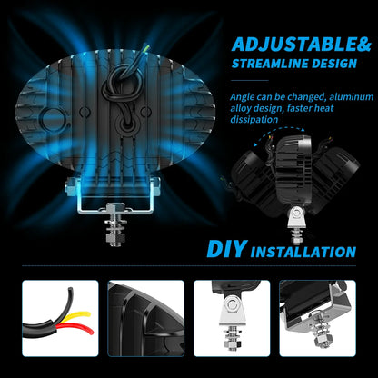 5.5 Inch 36 LED Ellipse Floodlight 9-32V 26W Car Work Light For Jeep Truck Boat Tractor ATV Offroad 4X4 Barra LED Headlight