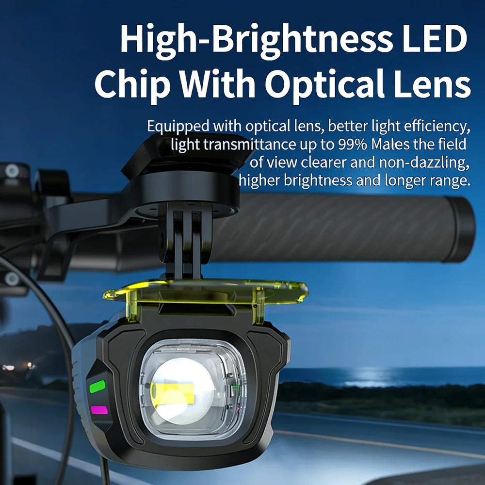 Bike Headlight Highlight Cycling Front Light Rechargeable Bicycle Lighting Wireless Remote Control Multi-functional Bike Lantern KXK-K4