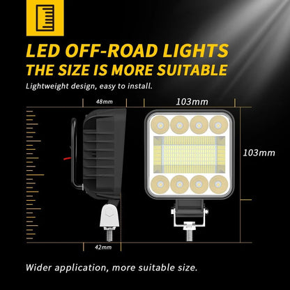 Square 4-inch automotive LED work light floodlight focus driving light lighting spotlight harness set
