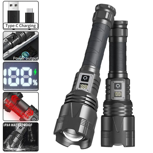 Strong Light XHP360 LED Flashlight  Rechargeable High Power  Spotlight Lamp Long Range Torch Emergency Lantern