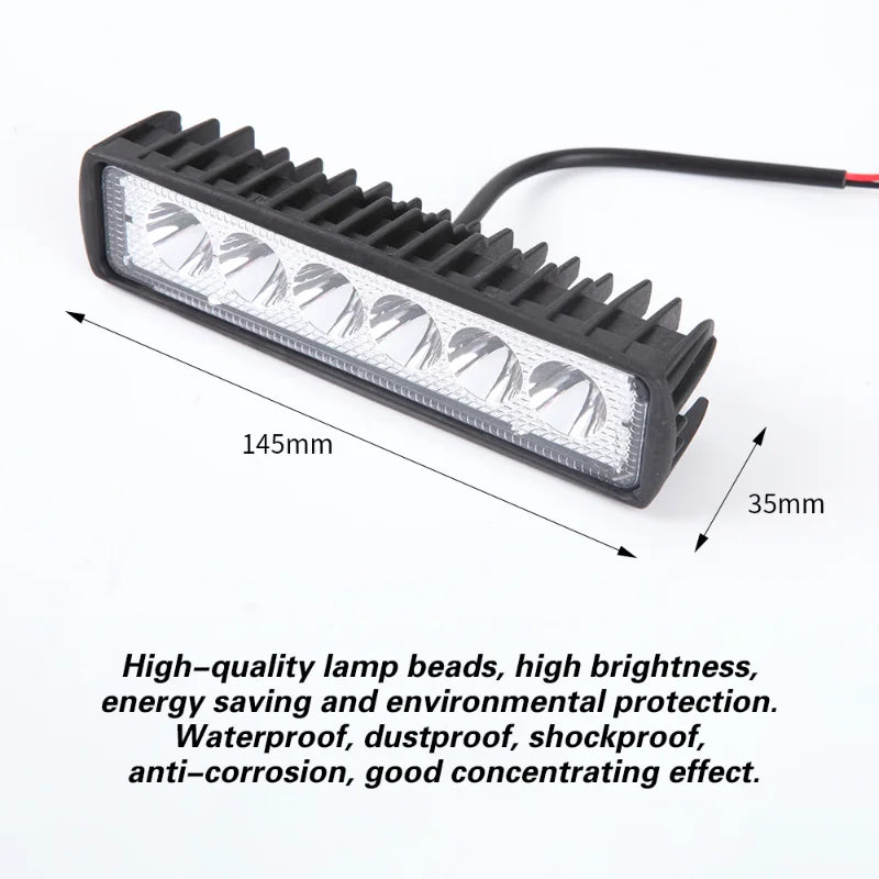 6 LED 18W Car LED Work Light High Brightness Spotlight Offroad Automobile Truck Driving Headlight Fog Lamp 12V