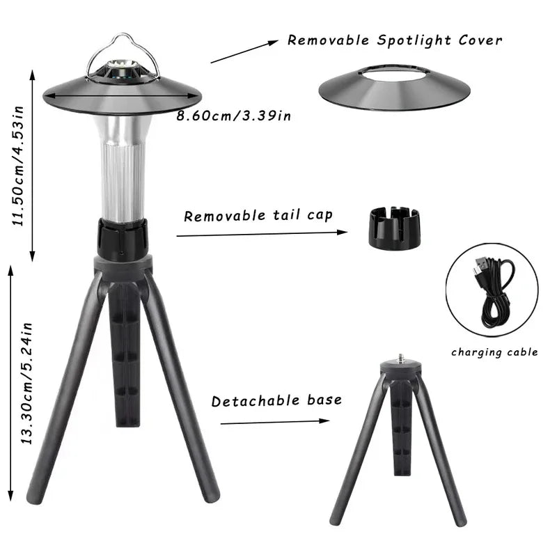 2-in-1 Portable Foldable Camping Lamp Stand Lantern Hanger Table Rack for Outdoor Activities HW777