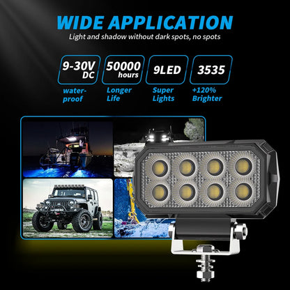 3.5 Inch 32 LED Rectangle Floodlight 9-80V 26W Car Work Light For Jeep Truck Boat Tractor ATV Offroad 4X4 Barra LED Headlight