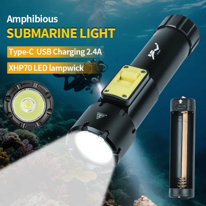 Diving Flashlight 2000LM USB Rechargeable Underwater Light 50M IPX8 Waterproof Scuba Speargun Light for Diving Spearfishing Swim