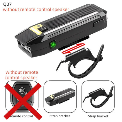 New night-time smart light-sensitive LED bike light with remote control and speaker, USB charging, lightweight for night riding