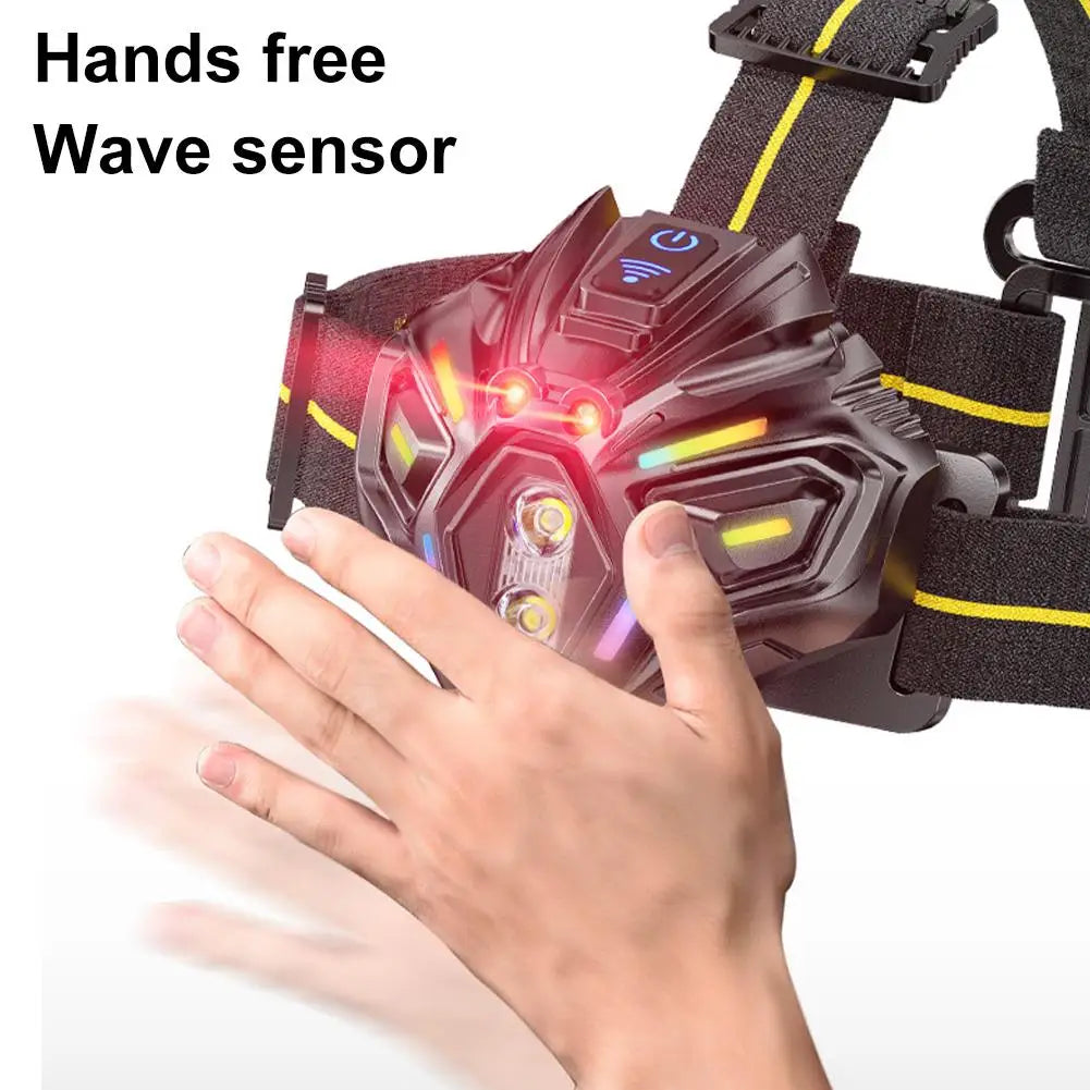 Motion Sensor Headlamp USB Type C Fast Charging 16modes Powerful Headlamp Torch Battery For Outdoor Camping