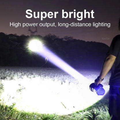 Portable USB Rechargeable LED Searchlight Solar Powered Long Range Tactical Torch for Outdoor Use Flashlight Portable Spotlights ST808