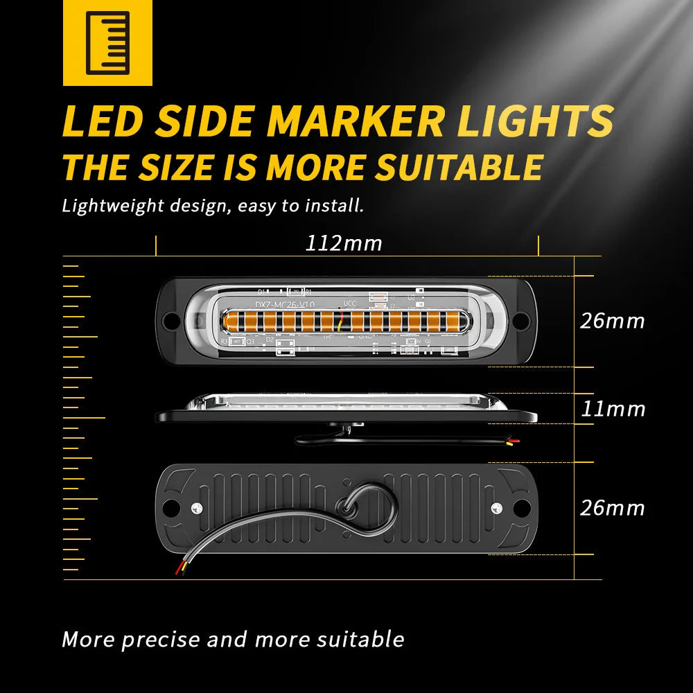 Luz de advertencia estroboscópica LED, luz estroboscópica, barra de luz intermitente, lámpara de baliza para camión, automóvil, luz de tráfico ámbar, 12 V, 24 V, luz constante para automóvil