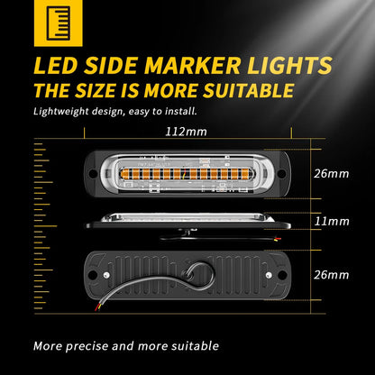 Luz de advertencia estroboscópica LED, luz estroboscópica, barra de luz intermitente, lámpara de baliza para camión, automóvil, luz de tráfico ámbar, 12 V, 24 V, luz constante para automóvil