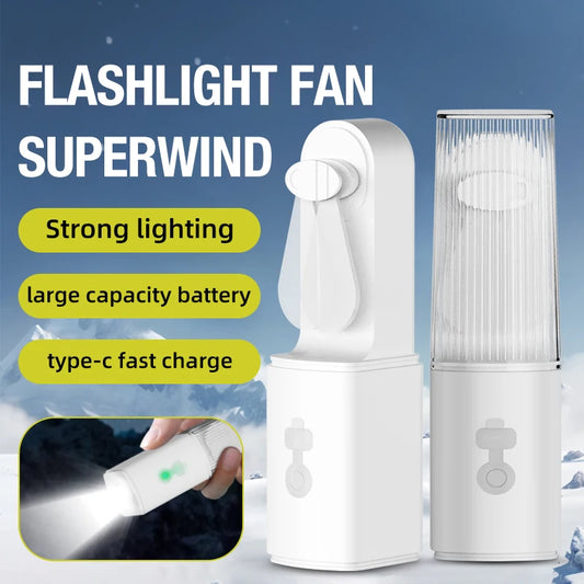 Mini portable fan flashlight small handheld fan USB charging 3-speed handheld fan suitable for office outdoor travel camping