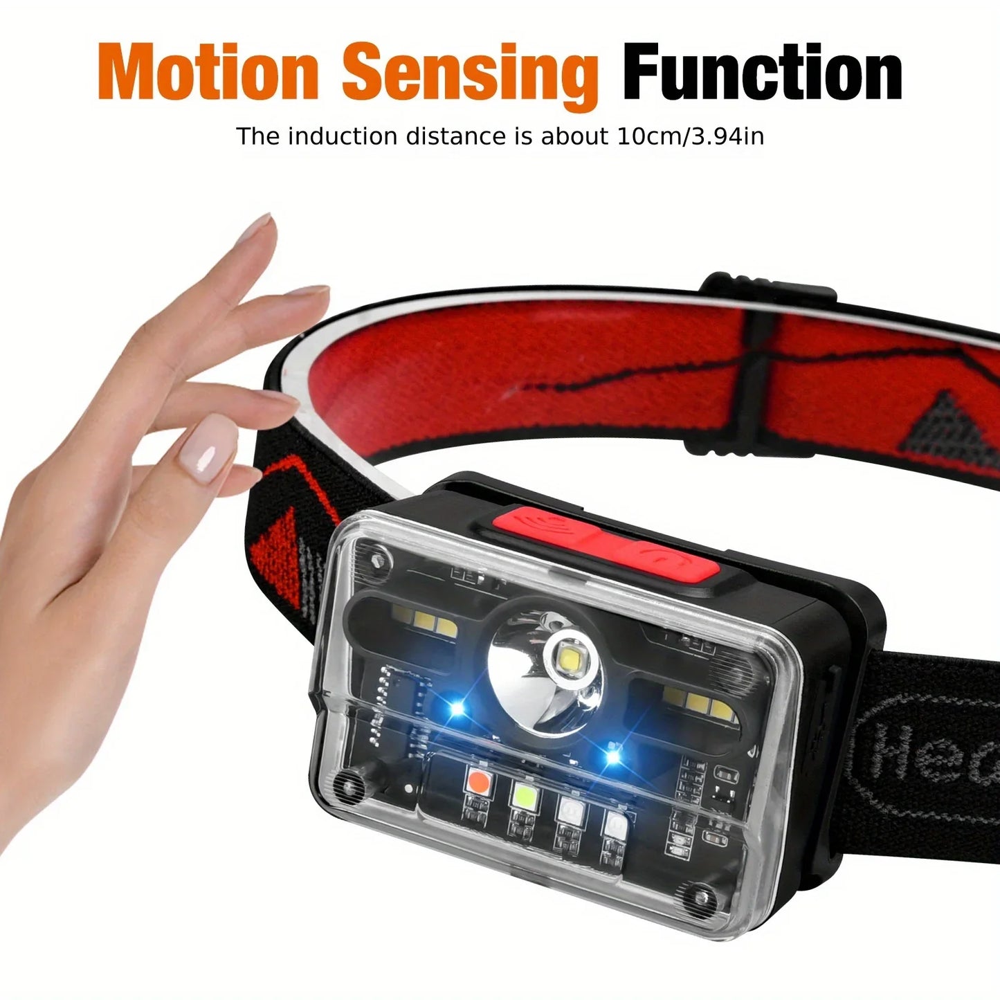 Multifunctional Strong Light Headlamp Wave Induction Headlight Type-C USB Charging Head Lamp Outdoor Fishing Light