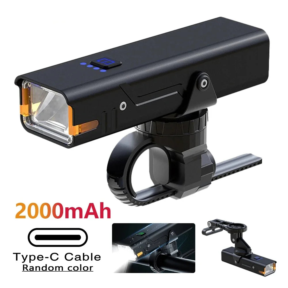 Bicycle Headlight Bicycle Front Lamp Type-C Rechargeable Bike Fog Lights Side Display Light for Night Riding Cycling Accessories