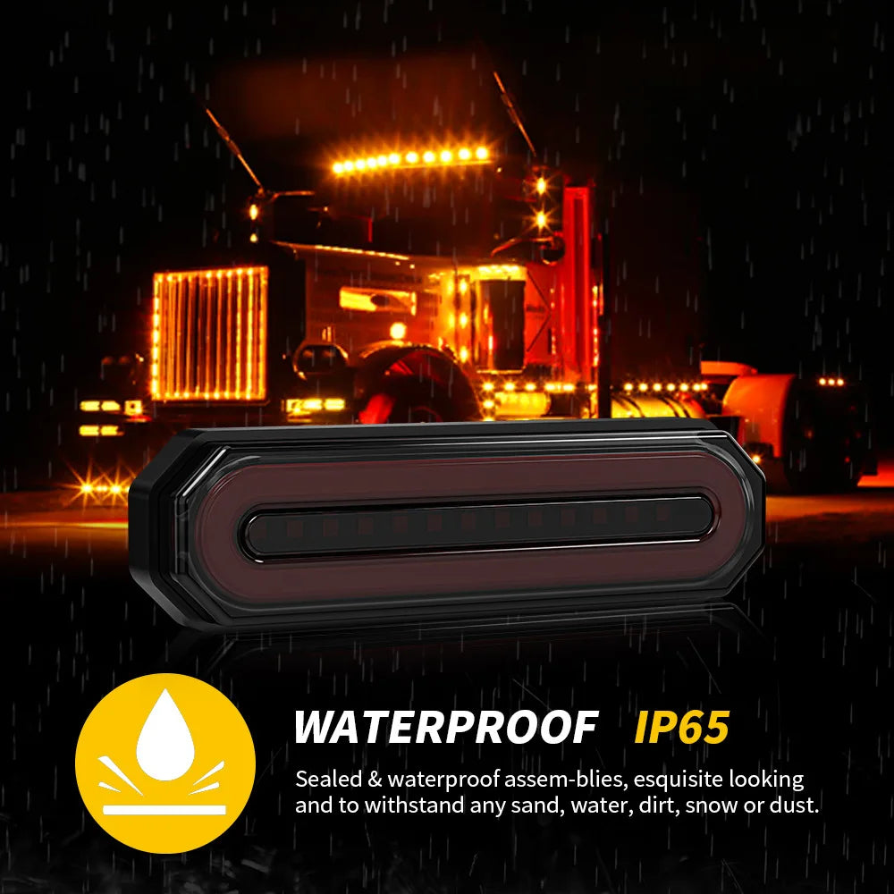 12V/24V LED Truck Side Marker Indicator Lights Car Flashing Strobe Lights Additional Brake Turn Signal Warning Rear Tail Lamp