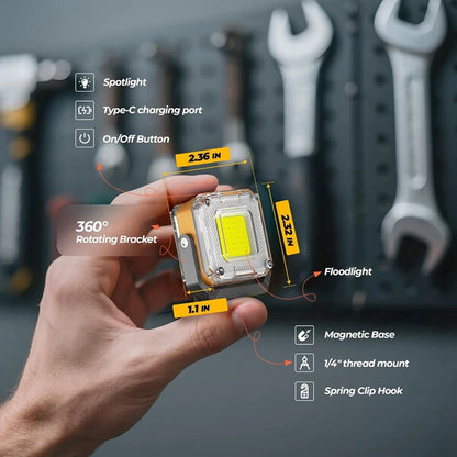 Rechargeable Work Light, 2Pack Double-Sided Portable Work Lights ,Magnetic Inspection Light with 1/4 Inch Tripod Mount-A50M