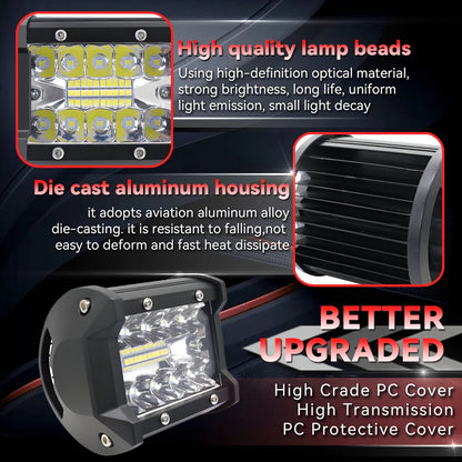 4Inch Combo off road Led Light Bars Spot Flood Beam for Work Driving Offroad Boat Car Tractor Truck 4x4 SUV ATV