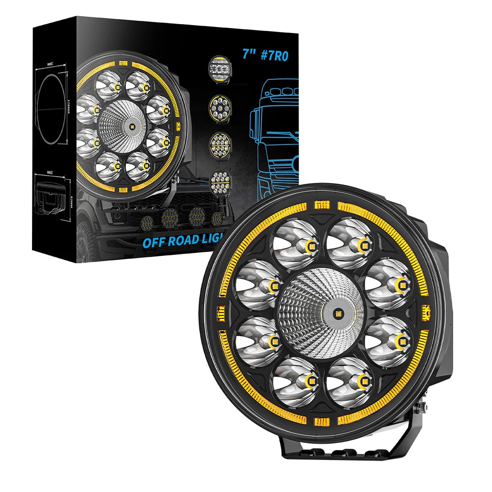 7" Round Car Working Light Truck Off-Road Driving Light Retrofitted Front Headlight Auxiliary Car Light Day Running Light 7R04
