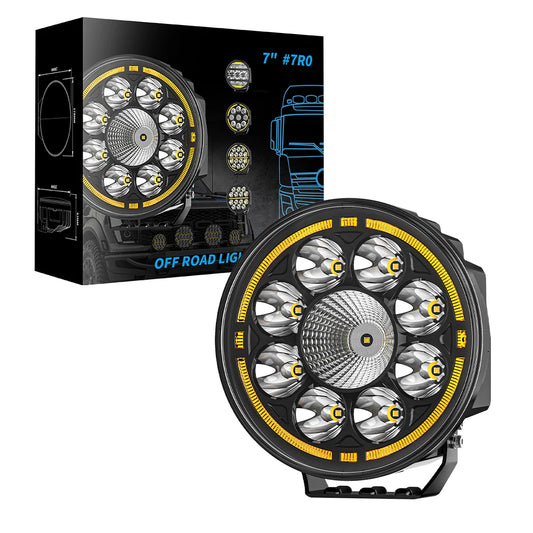 7" Round Car Working Light Truck Off-Road Driving Light Retrofitted Front Headlight Auxiliary Car Light Day Running Light 7R04