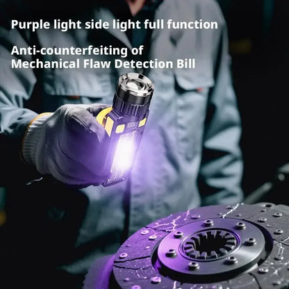 Multi-Purpose Outdoor Flashlight with Magnetic Emergency Lighting Purple Light Detection Work Light for Maintenance