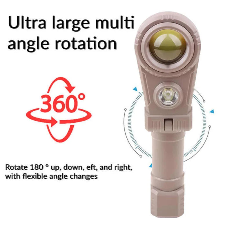 360° Rotating Magnetic LED COB Headlamp, Adjustable Multi-Light Waterproof Work Light, USB Type-C Rechargeable, Outdoor Camping