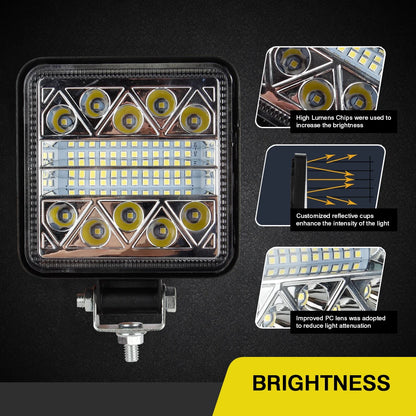 Barra de luces LED de trabajo de 102 W y 4 pulgadas, foco de conducción para camión, barco, ATV, Jeep, tractor, todoterreno, 4x4, barra de faros automáticos de 12 V y 24 V