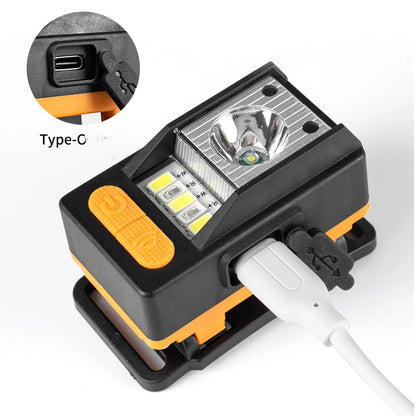 Super Bright Headlamp with Smart Motion Sensor White/Red Warning Light Adjustable Lamp Head Powerful Headlight Head Flashlight