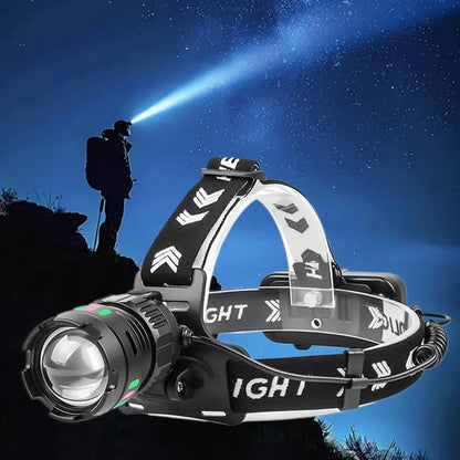 Powerful Headlamp High Power LED Headlight 3 Modes Head Flashlight With Warning Light Camping Fishing Hunting Lights