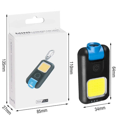 Mini EDC Keychain Flashlight TYPE-C Rechargeable Torch Portable Work Cap Light Tiki Fishing Camping Head Flashlight COB CL11
