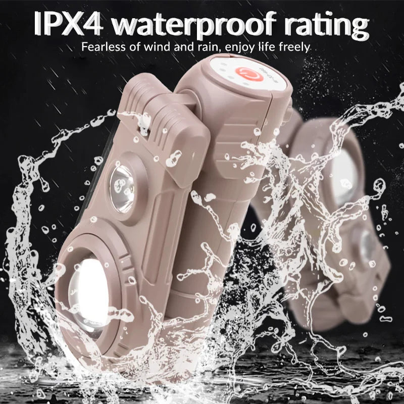 360° Rotating Magnetic LED COB Headlamp, Adjustable Multi-Light Waterproof Work Light, USB Type-C Rechargeable, Outdoor Camping